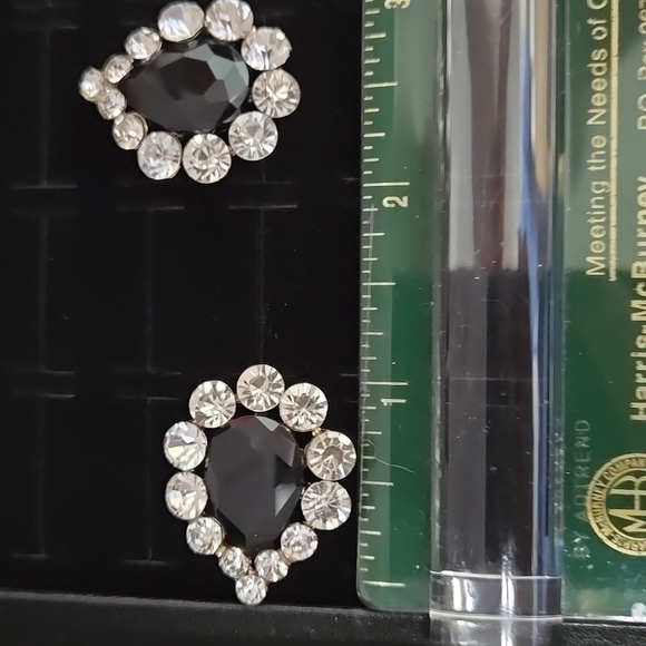 Elegant Black and Silver Rhinestone Teardrop Earrings - Picture 16 of 17